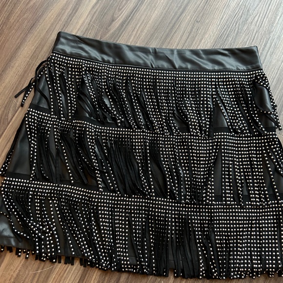Dresses & Skirts - Fringe Mini Leather Skirt